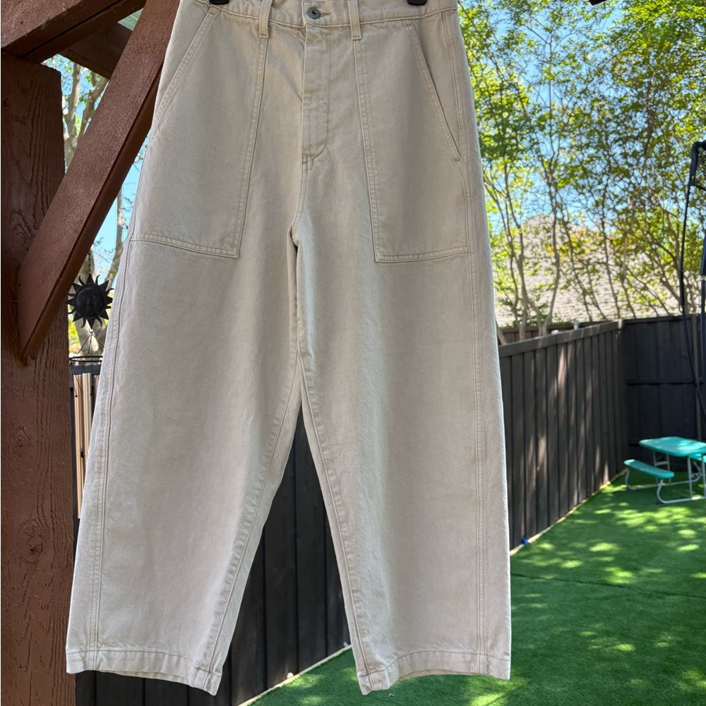 Ag Adriano Goldschmied High-Rise Wide-Leg Jeans in Beige